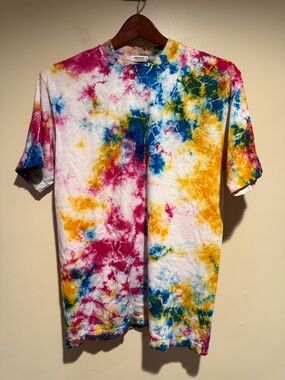 American Mills Tie Dye Cotton Crew Neck T-Shirt